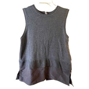 KaufmanFranco Charcoal Sleeveless Layered Knit Top Womens Small